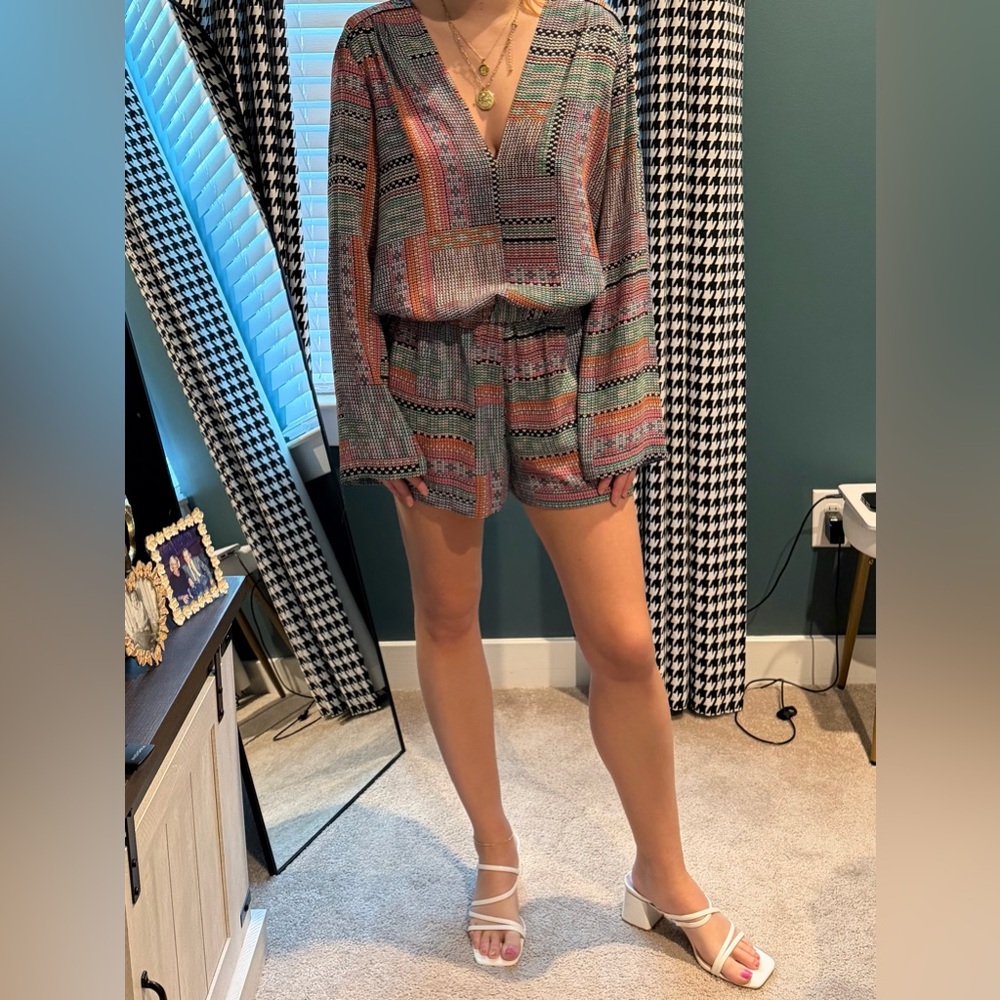 BCBGMAXAZRIA Multicolor Patterned Jumpsuit, size M. Great condition.